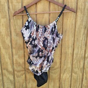 Magicsuit Brown Black Animal Print One Piece Swimsuit Womens Size 10